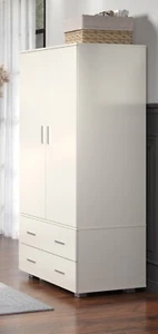 High Gloss White Stylish Lido Delux 2 Door 2 Drawer Wardrobe - Picture 1 of 6