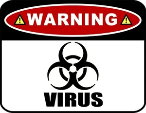 "Warning Virus with Image" 11.5" x 9" Laminated Funny Sign - Picture 1 of 2