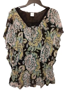 Emma James Womens Top Bat Sleeve Pullover Polyester Black Green Blue Lined Sz? - Picture 1 of 12