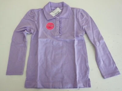 THE CHILDREN'S PLACE GIRLS UNIFORM LONGSLEEVE RUFFLE PIQUE POLO PURPLE SMALL NWT - Image 1 of 3