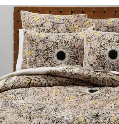 Opalhouse ‎Floral Medallion 2 件 Twin XL 被子 Sham 套装 奶油色 全新 — 第 1/4 张图片