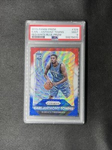 2015-16 panini prizm red white blue Karl Anthony Towns psa 9 #328