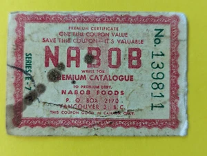 CERTIFICADO PREMIUM NABOB - 1 CUPÓN COMPLETO - Tarro de masón raro mantequilla de maní - Imagen 1 de 2