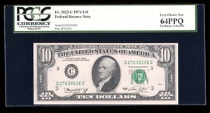 DBR 1974 $10 FRN Philadelphia Fr. 2022-C PCGS 64 PPQ Serial C27638106C - Picture 1 of 2