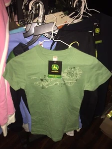 New W/Tags Dealers Licensed John Deere Girls Sz Large Green Flower,Vine T-Shirt - Picture 1 of 5