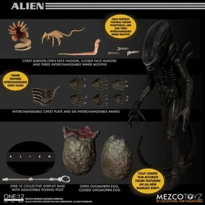 Figura de acción colectiva Mezco NUEVO * One:12 Alien * Película escala 1:12 7 pulgadas Foto 1 de 4