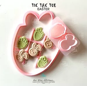 pasqua Tic Tac Toe coniglio Carota cookie cutter formine biscotti 13x9cm - Picture 1 of 1