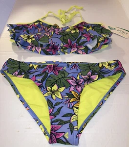 NWT Girl's ROXY bikini set Hot tropics Floral 16 Ruffle - Picture 1 of 5