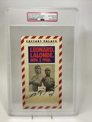 Sugar Ray Leonard Advertisement Caesars Palace PSA Authentic Autograph - Image 1 of 2