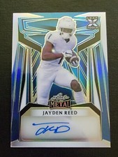 Jayden Reed 2023 Leaf Metal XRC Blue Autograph Football Card 2/8 BA-JR1