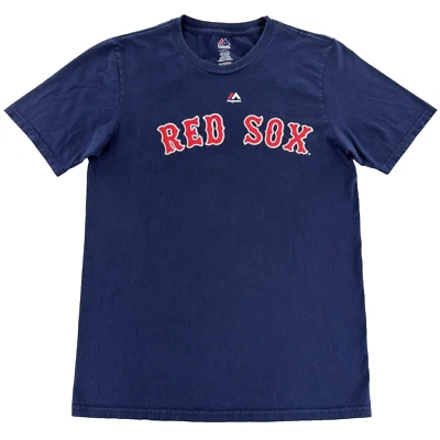 Camisa Boston Red Sox masculina extra grande 18 azul Ortiz MLB beisebol adolescentes majestosos - Imagem 1 de 4