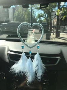 Unicorn Dream Catcher Bule Feather Pendant Wall Hanging for Car Home Decor - Picture 1 of 5