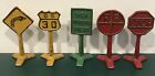 Vintage Arcade Cast Iron Lot Of 5 Road Signs 3 1/2"
