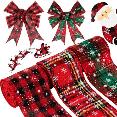 3 Rolls Tartan Ribbon 6 Yards Reel  Patterned Christmas Check Wedding Crafts - Image 1 of 4