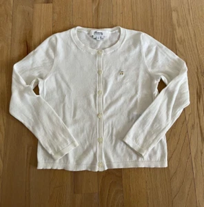 BONPOINT Girls Toddler White Cotton Long Sleeve Cardigan sz.6 - Picture 1 of 5