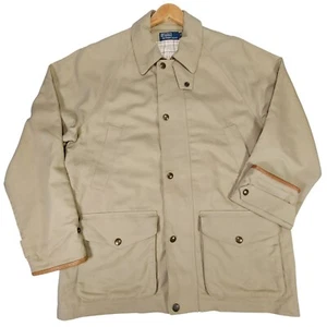 Chaqueta de tiro Polo Ralph Lauren para hombre talla M beige cuero ribete tareas utilitarias - Imagen 1 de 24