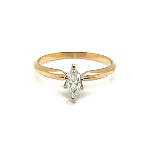 14KT YELLOW GOLD .32CT MARQUISE DIAMOND SOLITAIRE RING SIZE 5.75, 1.7 GRAMS - Picture 1 of 4