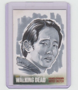 WALKING DEAD SEASON 4 GLENN RHEE SKETCH CARD BY ACCLAIMED ARTIST CAN BARAN  1/1!