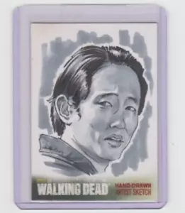 WALKING DEAD SEASON 4 GLENN RHEE SKETCH CARD BY ACCLAIMED ARTIST CAN BARAN 1/1! - Picture 1 of 2