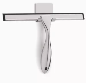 Premium Shower Squeegee Stainless Steel for Glass Doors W/ Storage Hook Hanger💧 - Picture 1 of 6