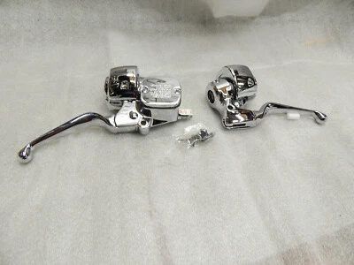 Controles de manillar cromados freno de embrague Harley Softail Dyna Sportster Ironhorse Foto 1 de 4