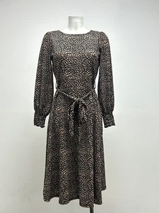 Abito midi donna Ex Wallis stampa foglia cravatta vita taglie 10 12 14 16 18 20 - Foto 1 di 8