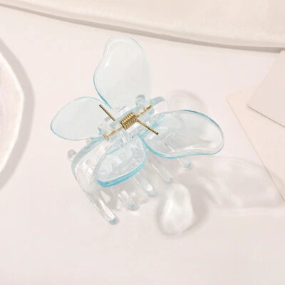 Accesorios de garra de pelo acrílico mariposa para mujer cabello grande transparente pequeño Foto 1 de 4