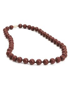 Brown 9mm Round Silicone Teething Breastfeeding Necklace Chewable Beads 