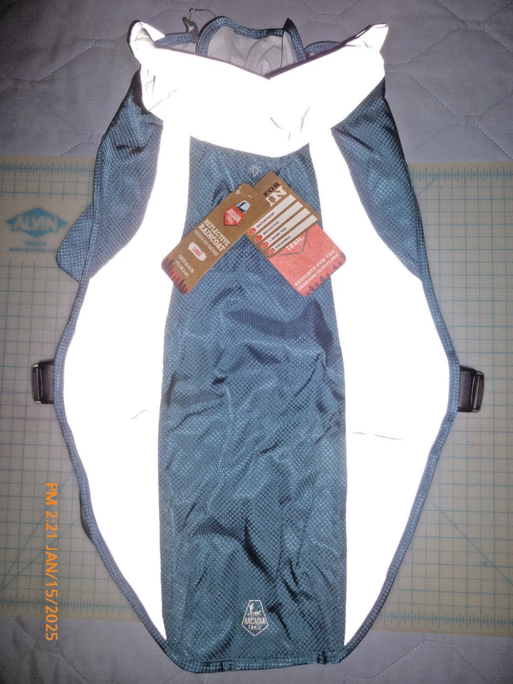 Arcadia Trail Reflective Dog Raincoat High Visibility Blue Teal Size L