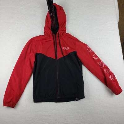 Sudadera con capucha cortavientos Guess para hombre pequeña roja negra suéter ropa deportiva Foto 1 de 4