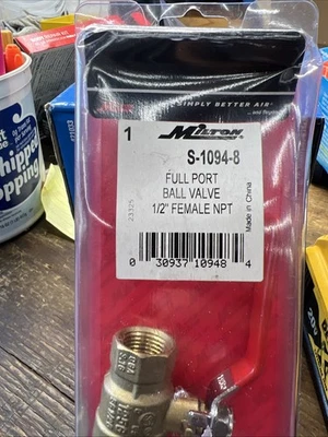 Milton S1094-8 1/2" FNPT Full Port Heavy-Duty Brass Ball Valve - Image 1 of 4
