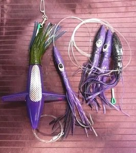 Leurre de pêche à la traîne calmar ampoule chaîne marguerite oiseau avec leurre crochet + sac violet - noir - Photo 1/9