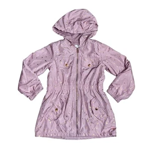 Tahari Girl Size 6 Mauve Pink & Rose Gold Lightweight Hooded Jacket Floral - Picture 1 of 9