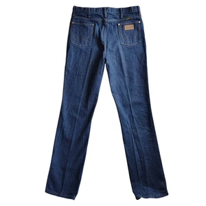 Vintage Wrangler dunkle Waschung Denim Herrenjeans 38 x 36 gerades Bein Baumwolle hergestellt in den USA - Bild 1 von 9