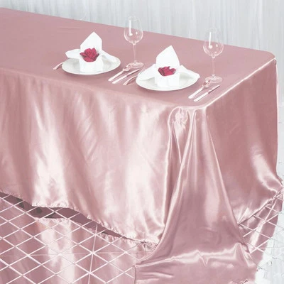 Dusty Rose 90x132" RECTANGLE Satin TABLECLOTH Wedding Party Home Banquet Linens - Image 1 of 4