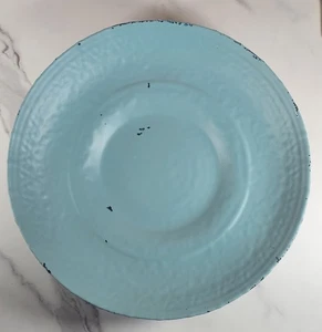 Vintage Rustic Turquoise Bowl 12" With Intricate Silver Underneath Design - Picture 1 of 13