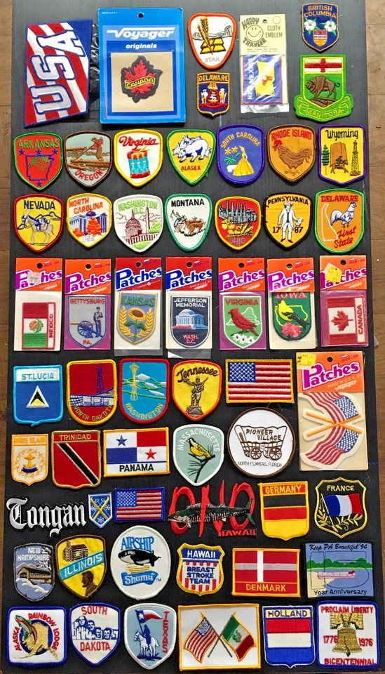 VINTAGE PATCH LOT OF 57 STATE COUNTRY TRAVEL SOUVENIR TOURIST PATCHES 1970s NOS - Image 1 of 4