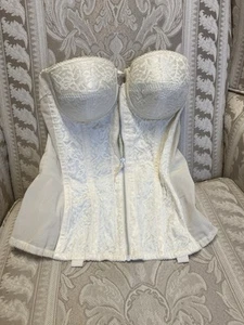 Vtg Loveable Dance Time Bustier Corset Long Line Bra Sz 34A Ivory VINTAGE - Picture 1 of 4