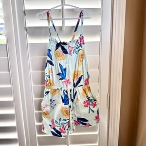 Tea Collection Girls Size 6 Floral Romper Jumpsuit Mint Pink Summer Outfit - Picture 1 of 7