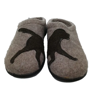 Zapatillas LL Bean Daybreak Scuffs para mujer talla 9M marrón lana fieltro motivo perro Foto 1 de 4