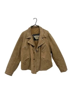 Good Condition Emporio Armani Men's Brown Leather Jacket AU 3XL - Picture 1 of 7