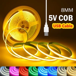 Tira LED COB 5V Alto Brillo 480LEDs/m Cinta LED COB 3mm Alimentada por USB Flexible - Imagen 1 de 25