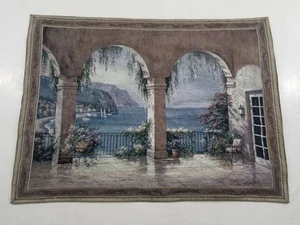 Vintage Sea Shore Scene Wall Hanging Tapestry 130x96cm - Picture 1 of 12