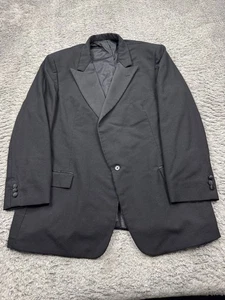After Six Blazer Herren 50 L schwarz gewebt formell Samtbesatz Karriere Smoking Sakko Vintage - Bild 1 von 12
