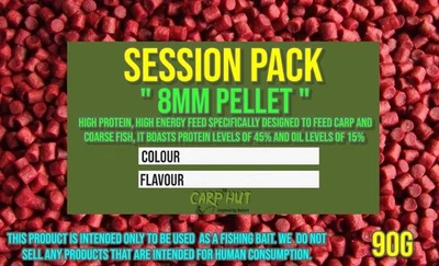 CARP HUT 8mm FLAVOURED PELLETS MATCH FISHING METHOD FEEDER CARP/ COARSE (Red)90g - Image 1 of 4