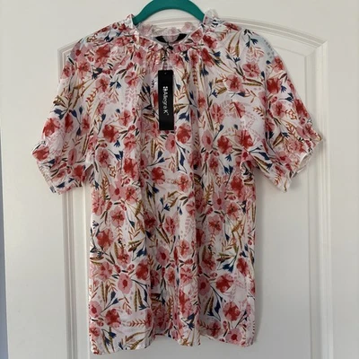 Ladies NWT Allegra K Size Medium Blouse Floral Ruffle Neck and Sleeves  - Image 1 of 4