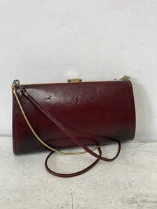 Vintage Leather Clutch Bag Shoulder Bag Oxblood Chain or Leather Strap 70s Disco - Picture 1 of 9