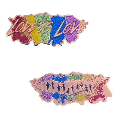 Love is Love v2 Geocoin - Copper Glitter (LE30) Geocaching Trackable - Image 1 of 3