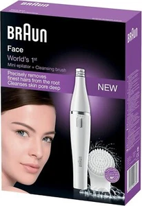 Braun FaceSpa Gesichtsepilierer Damen, Haarentfernung und Reinigung, weiß/silber - Bild 1 von 5