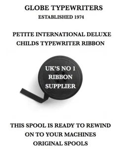 🌎 1 x PETITE INTERNATIONAL DELUXE TYPEWRITER RIBBON ON A SPOOL READY TO REWIND - Picture 1 of 5